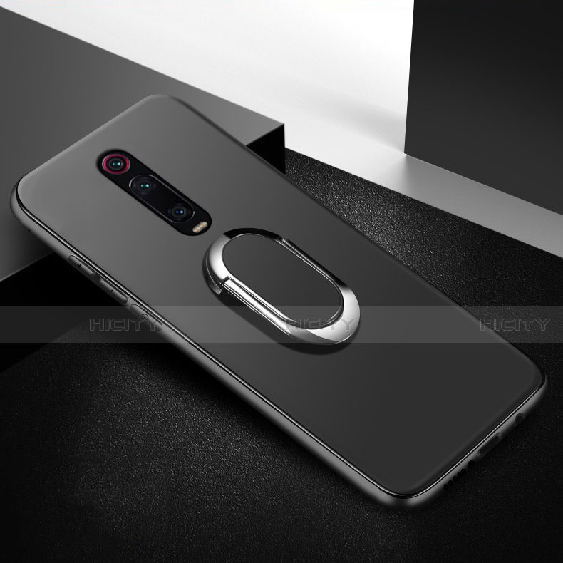 Funda Silicona Carcasa Ultrafina Goma con Magnetico Anillo de dedo Soporte T03 para Xiaomi Mi 9T Pro