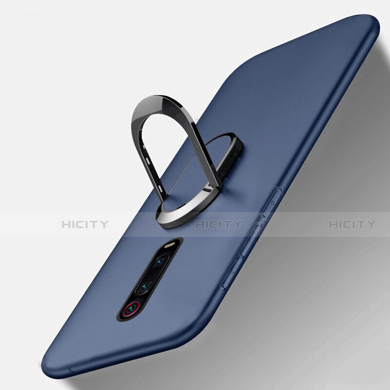 Funda Silicona Carcasa Ultrafina Goma con Magnetico Anillo de dedo Soporte T03 para Xiaomi Mi 9T Pro Azul