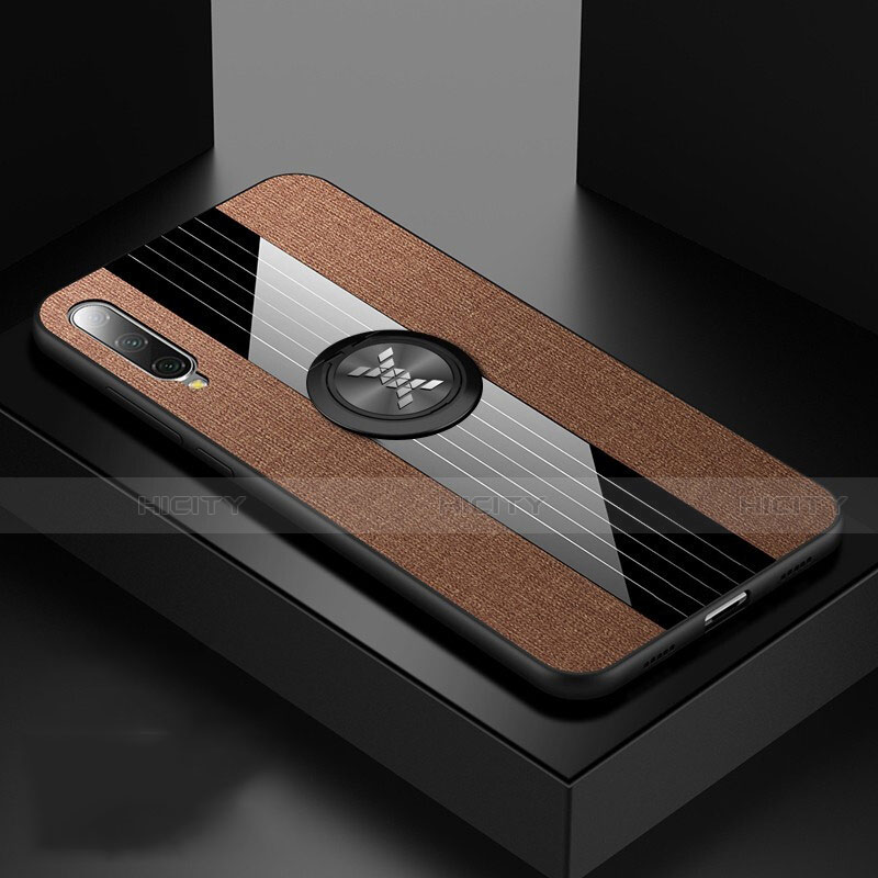 Funda Silicona Carcasa Ultrafina Goma con Magnetico Anillo de dedo Soporte T03 para Xiaomi Mi A3 Marron