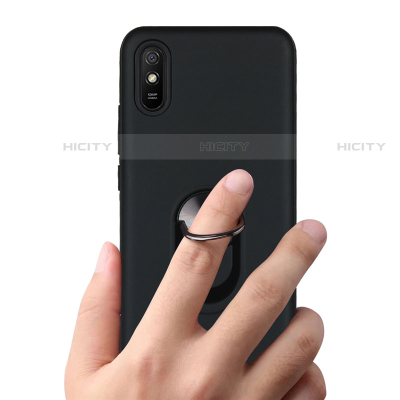 Funda Silicona Carcasa Ultrafina Goma con Magnetico Anillo de dedo Soporte T03 para Xiaomi Redmi 9A