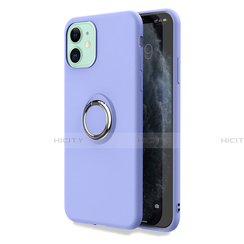 Funda Silicona Carcasa Ultrafina Goma con Magnetico Anillo de dedo Soporte T04 para Apple iPhone 11