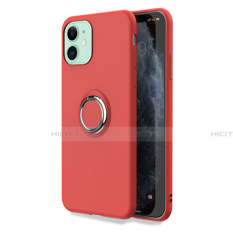 Funda Silicona Carcasa Ultrafina Goma con Magnetico Anillo de dedo Soporte T04 para Apple iPhone 11