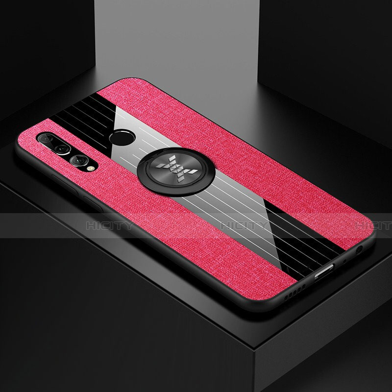 Funda Silicona Carcasa Ultrafina Goma con Magnetico Anillo de dedo Soporte T04 para Huawei Honor 20E Rojo