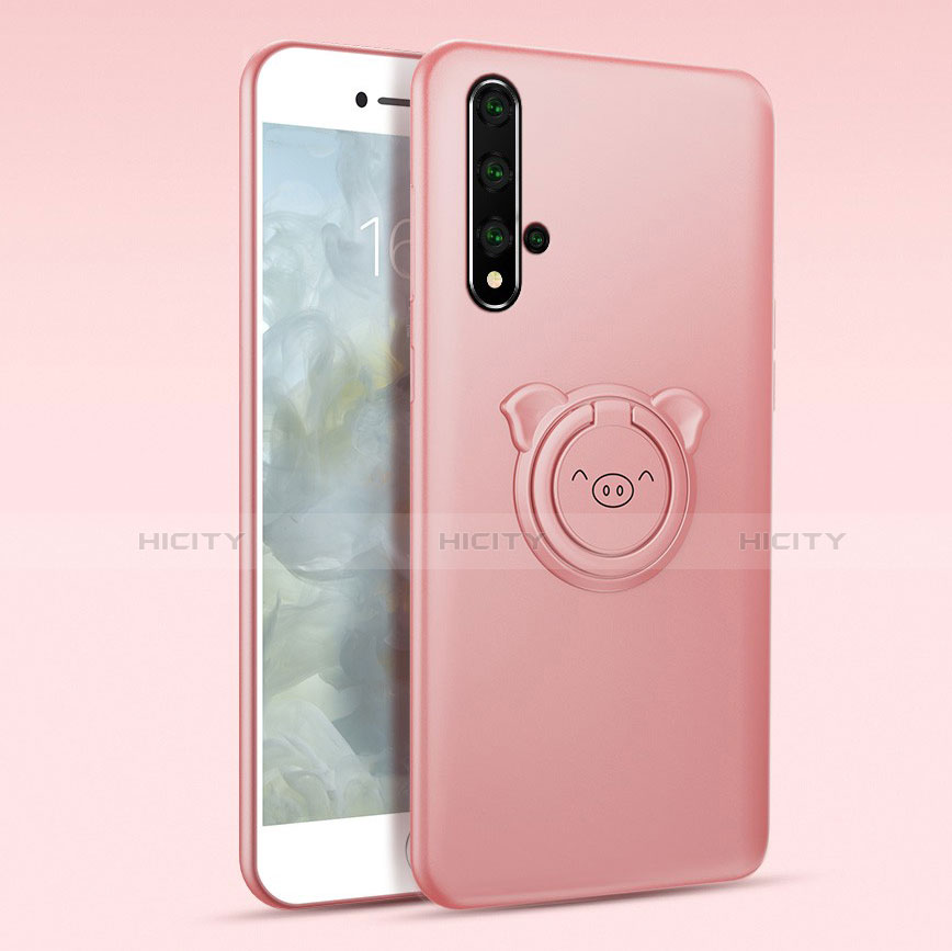 Funda Silicona Carcasa Ultrafina Goma con Magnetico Anillo de dedo Soporte T04 para Huawei Honor 20S