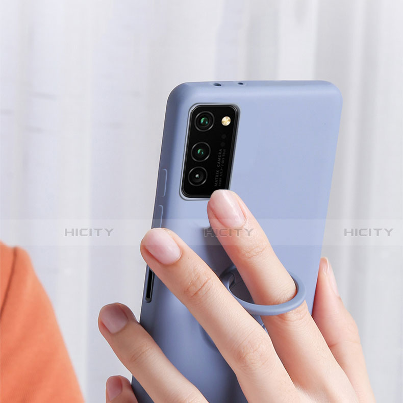 Funda Silicona Carcasa Ultrafina Goma con Magnetico Anillo de dedo Soporte T04 para Huawei Honor View 30 5G