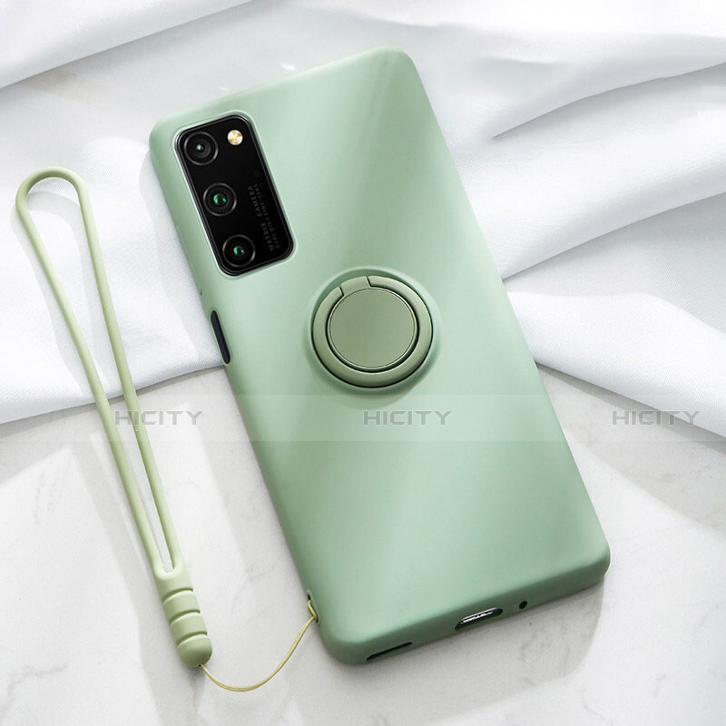 Funda Silicona Carcasa Ultrafina Goma con Magnetico Anillo de dedo Soporte T04 para Huawei Honor View 30 5G