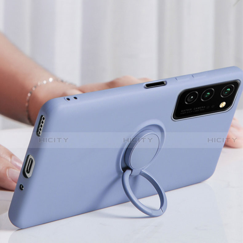 Funda Silicona Carcasa Ultrafina Goma con Magnetico Anillo de dedo Soporte T04 para Huawei Honor View 30 Pro 5G