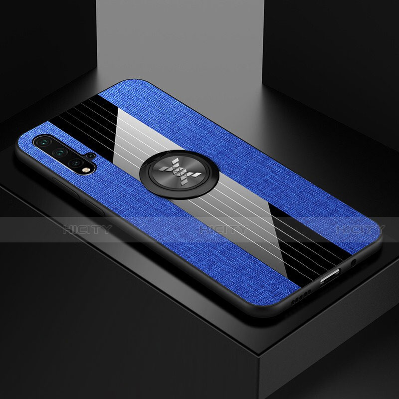 Funda Silicona Carcasa Ultrafina Goma con Magnetico Anillo de dedo Soporte T04 para Huawei Nova 5 Azul