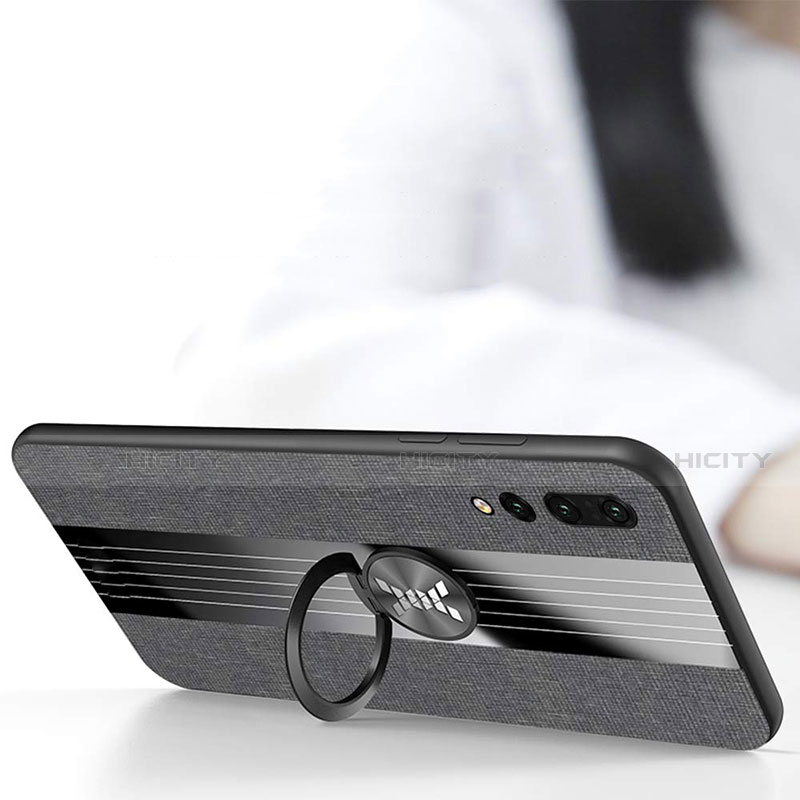 Funda Silicona Carcasa Ultrafina Goma con Magnetico Anillo de dedo Soporte T04 para Huawei P20 Pro