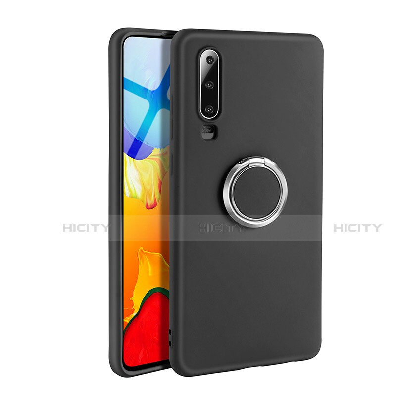 Funda Silicona Carcasa Ultrafina Goma con Magnetico Anillo de dedo Soporte T04 para Huawei P30