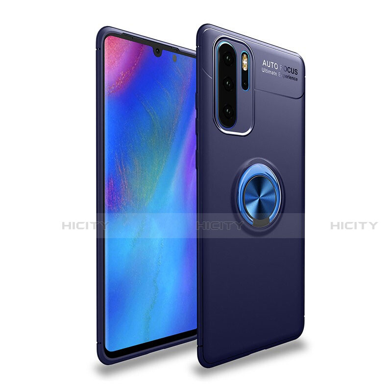 Funda Silicona Carcasa Ultrafina Goma con Magnetico Anillo de dedo Soporte T04 para Huawei P30 Pro New Edition