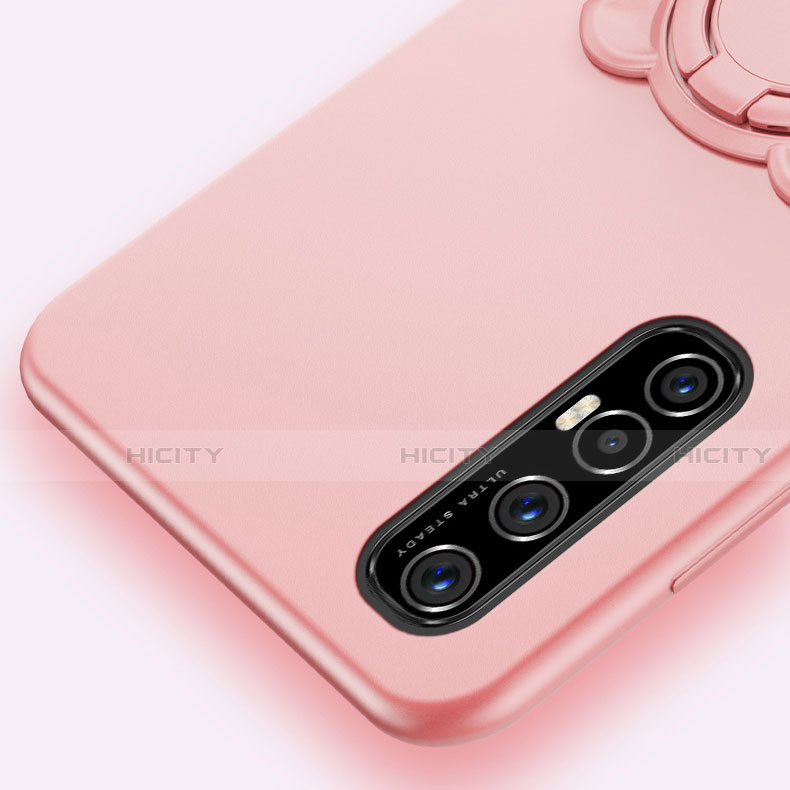 Funda Silicona Carcasa Ultrafina Goma con Magnetico Anillo de dedo Soporte T04 para Oppo Reno3 Pro