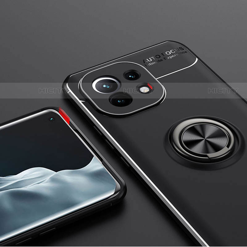 Funda Silicona Carcasa Ultrafina Goma con Magnetico Anillo de dedo Soporte T04 para Xiaomi Mi 11 5G