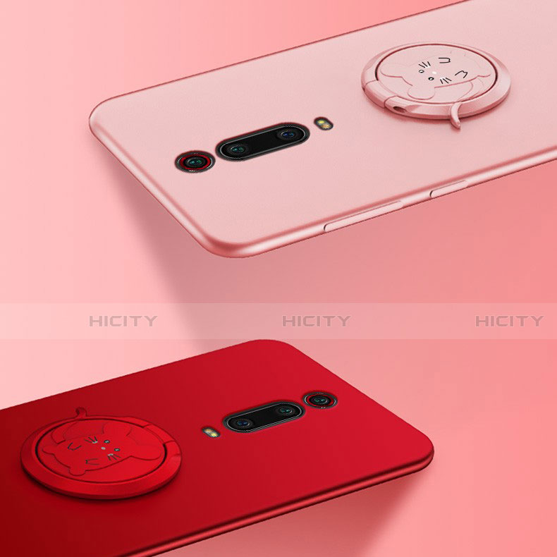 Funda Silicona Carcasa Ultrafina Goma con Magnetico Anillo de dedo Soporte T04 para Xiaomi Mi 9T