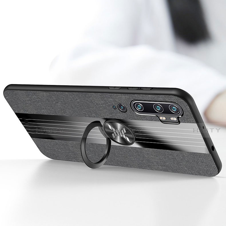 Funda Silicona Carcasa Ultrafina Goma con Magnetico Anillo de dedo Soporte T04 para Xiaomi Mi Note 10 Pro