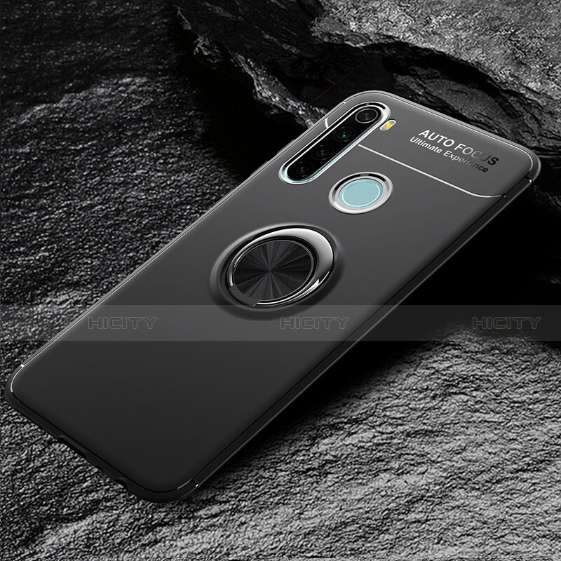 Funda Silicona Carcasa Ultrafina Goma con Magnetico Anillo de dedo Soporte T04 para Xiaomi Redmi Note 8 (2021)