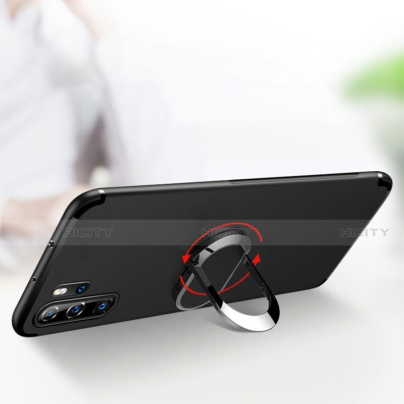 Funda Silicona Carcasa Ultrafina Goma con Magnetico Anillo de dedo Soporte T05 para Huawei P30 Pro