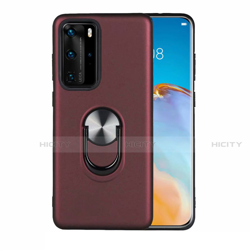 Funda Silicona Carcasa Ultrafina Goma con Magnetico Anillo de dedo Soporte T05 para Huawei P40 Pro