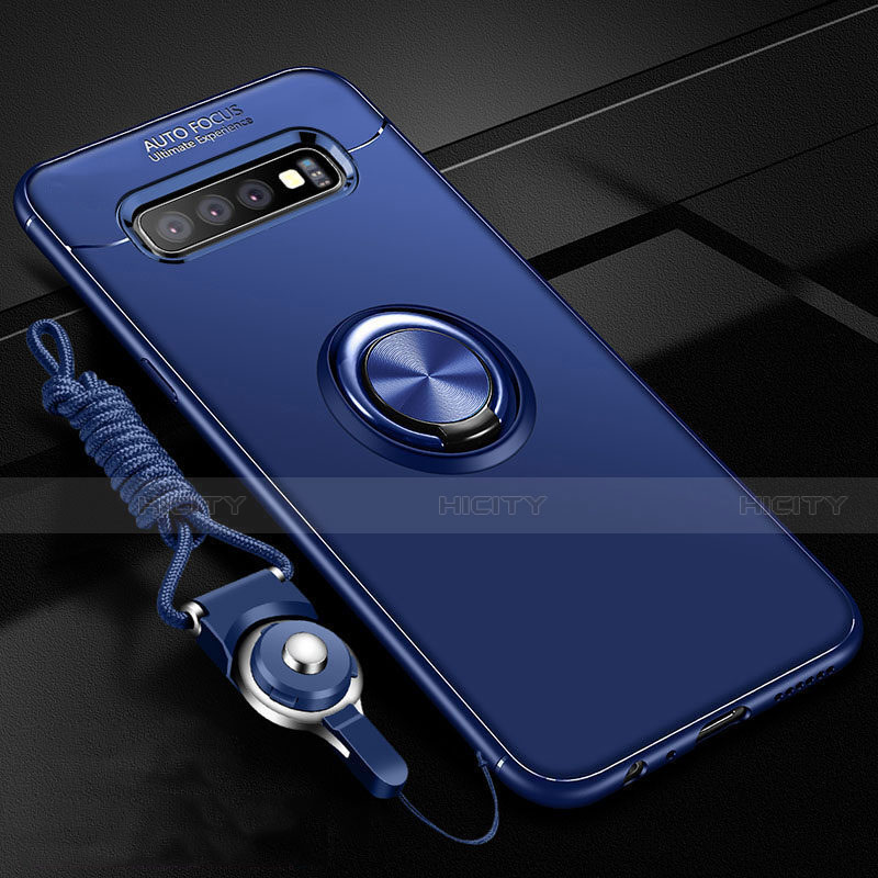 Funda Silicona Carcasa Ultrafina Goma con Magnetico Anillo de dedo Soporte T05 para Samsung Galaxy S10 Plus