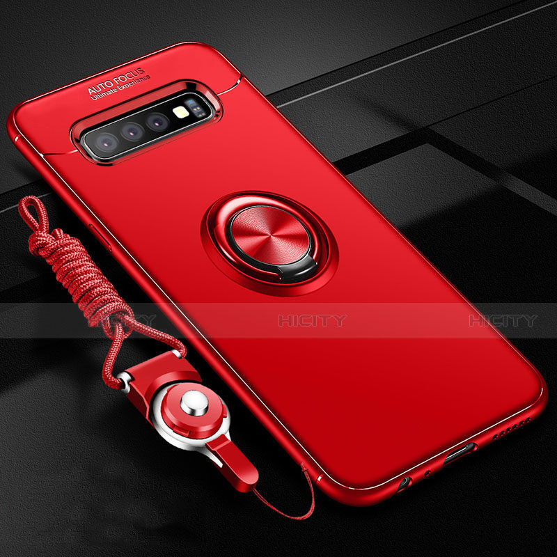 Funda Silicona Carcasa Ultrafina Goma con Magnetico Anillo de dedo Soporte T05 para Samsung Galaxy S10 Plus