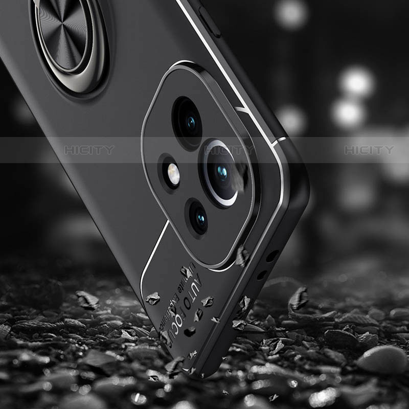 Funda Silicona Carcasa Ultrafina Goma con Magnetico Anillo de dedo Soporte T05 para Xiaomi Mi 11 5G
