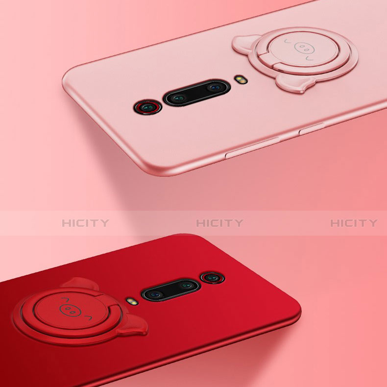 Funda Silicona Carcasa Ultrafina Goma con Magnetico Anillo de dedo Soporte T05 para Xiaomi Mi 9T Pro