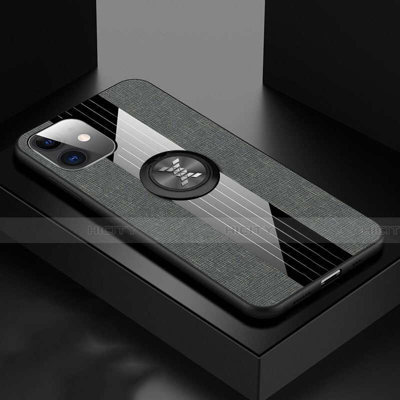 Funda Silicona Carcasa Ultrafina Goma con Magnetico Anillo de dedo Soporte T06 para Apple iPhone 11 Pro Gris