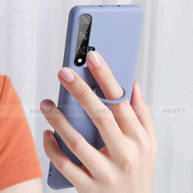 Funda Silicona Carcasa Ultrafina Goma con Magnetico Anillo de dedo Soporte T06 para Huawei Honor 20