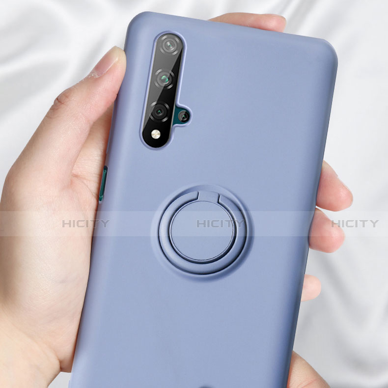 Funda Silicona Carcasa Ultrafina Goma con Magnetico Anillo de dedo Soporte T06 para Huawei Honor 20