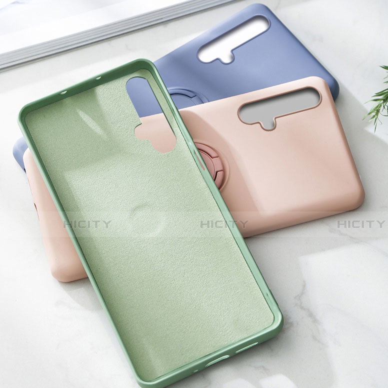 Funda Silicona Carcasa Ultrafina Goma con Magnetico Anillo de dedo Soporte T06 para Huawei Honor 20