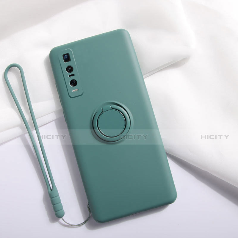 Funda Silicona Carcasa Ultrafina Goma con Magnetico Anillo de dedo Soporte T06 para Oppo Find X2 Pro