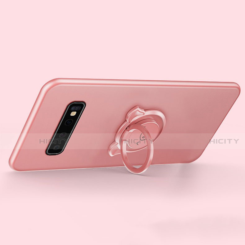 Funda Silicona Carcasa Ultrafina Goma con Magnetico Anillo de dedo Soporte T06 para Samsung Galaxy S10 Plus