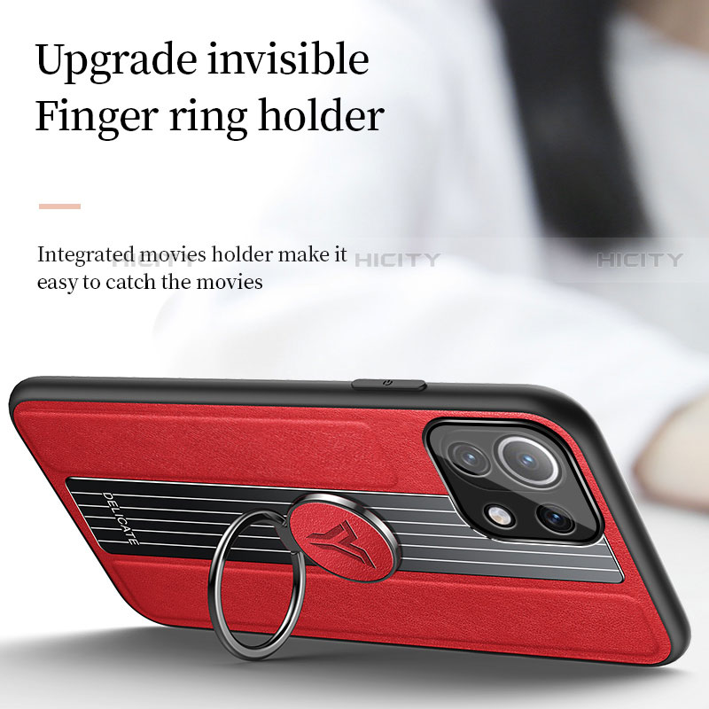 Funda Silicona Carcasa Ultrafina Goma con Magnetico Anillo de dedo Soporte T06 para Xiaomi Mi 11 5G