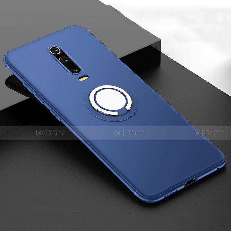 Funda Silicona Carcasa Ultrafina Goma con Magnetico Anillo de dedo Soporte T06 para Xiaomi Mi 9T