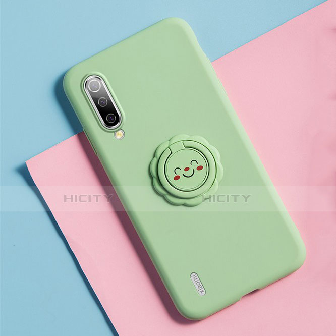 Funda Silicona Carcasa Ultrafina Goma con Magnetico Anillo de dedo Soporte T06 para Xiaomi Mi A3 Verde