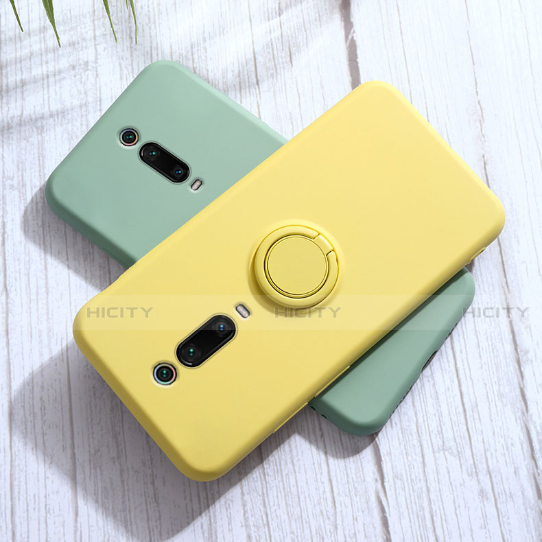 Funda Silicona Carcasa Ultrafina Goma con Magnetico Anillo de dedo Soporte T07 para Xiaomi Mi 9T Pro