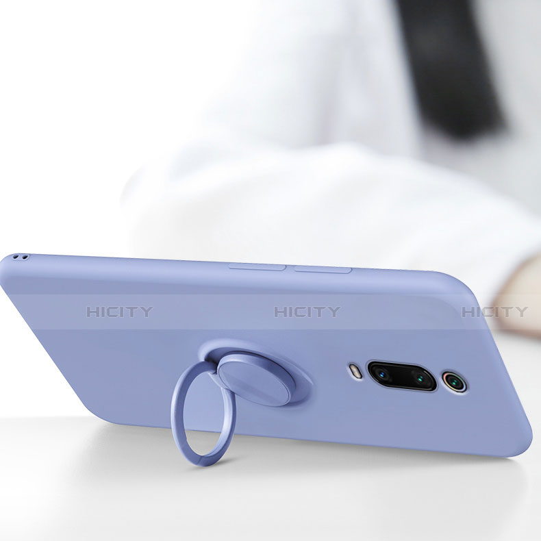 Funda Silicona Carcasa Ultrafina Goma con Magnetico Anillo de dedo Soporte T07 para Xiaomi Redmi K20 Pro