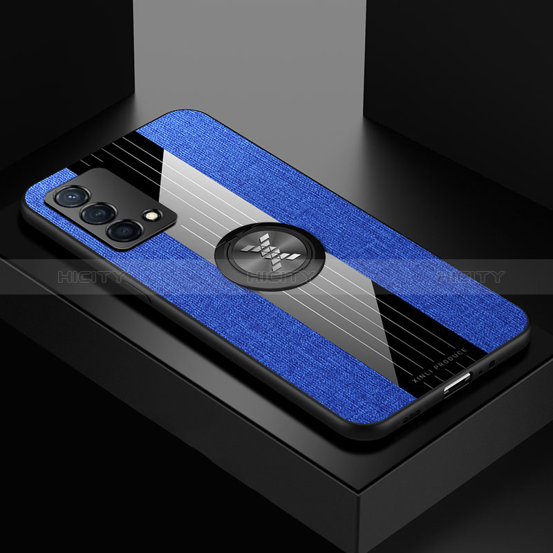 Funda Silicona Carcasa Ultrafina Goma con Magnetico Anillo de dedo Soporte X01L para Oppo K9 5G Azul