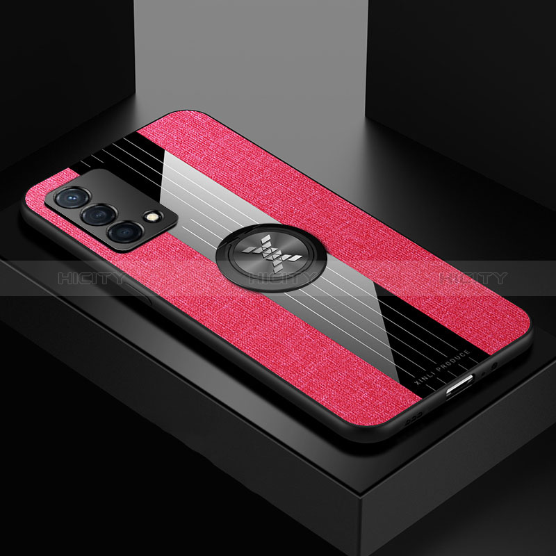Funda Silicona Carcasa Ultrafina Goma con Magnetico Anillo de dedo Soporte X01L para Oppo K9 5G Rojo