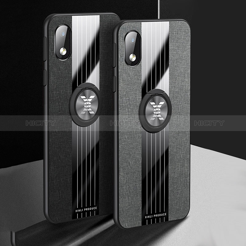 Funda Silicona Carcasa Ultrafina Goma con Magnetico Anillo de dedo Soporte X01L para Samsung Galaxy A01 Core