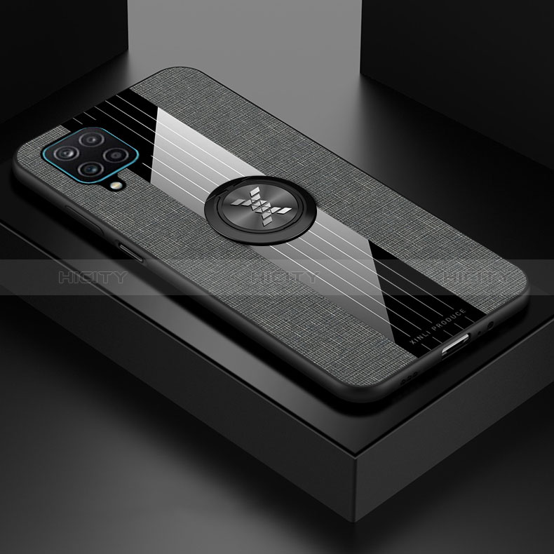 Funda Silicona Carcasa Ultrafina Goma con Magnetico Anillo de dedo Soporte X01L para Samsung Galaxy A12 Nacho Gris