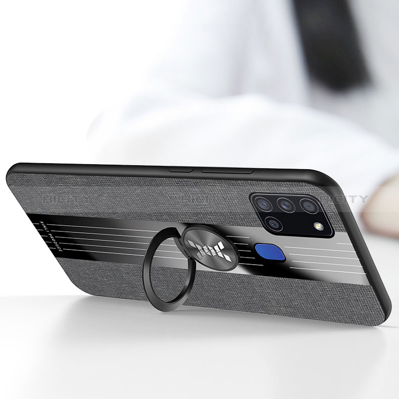 Funda Silicona Carcasa Ultrafina Goma con Magnetico Anillo de dedo Soporte X01L para Samsung Galaxy A21s