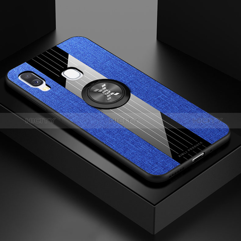 Funda Silicona Carcasa Ultrafina Goma con Magnetico Anillo de dedo Soporte X01L para Samsung Galaxy A40 Azul