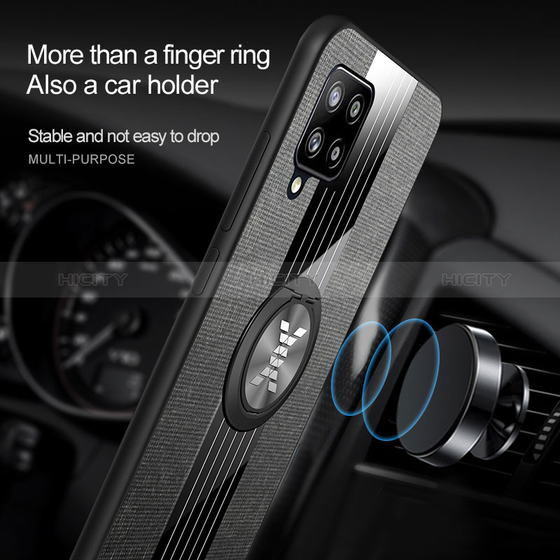 Funda Silicona Carcasa Ultrafina Goma con Magnetico Anillo de dedo Soporte X01L para Samsung Galaxy A42 5G