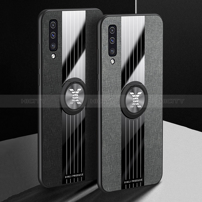 Funda Silicona Carcasa Ultrafina Goma con Magnetico Anillo de dedo Soporte X01L para Samsung Galaxy A50