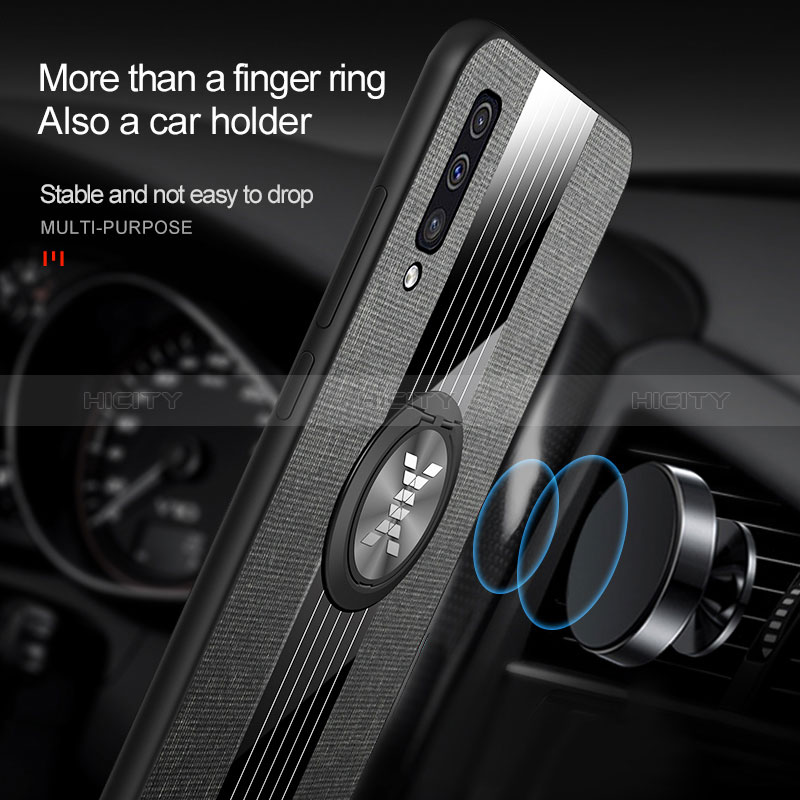 Funda Silicona Carcasa Ultrafina Goma con Magnetico Anillo de dedo Soporte X01L para Samsung Galaxy A50S