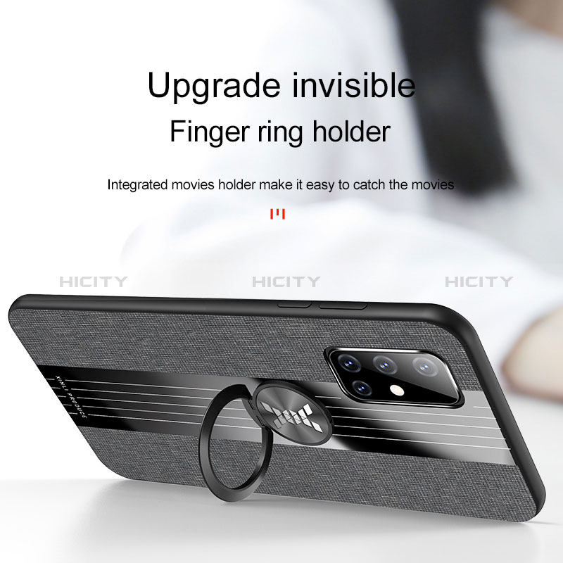 Funda Silicona Carcasa Ultrafina Goma con Magnetico Anillo de dedo Soporte X01L para Samsung Galaxy A51 5G