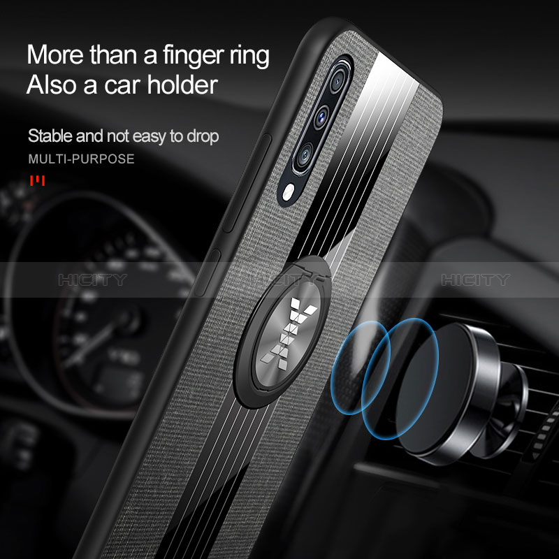 Funda Silicona Carcasa Ultrafina Goma con Magnetico Anillo de dedo Soporte X01L para Samsung Galaxy A70