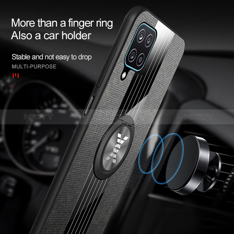 Funda Silicona Carcasa Ultrafina Goma con Magnetico Anillo de dedo Soporte X01L para Samsung Galaxy F12
