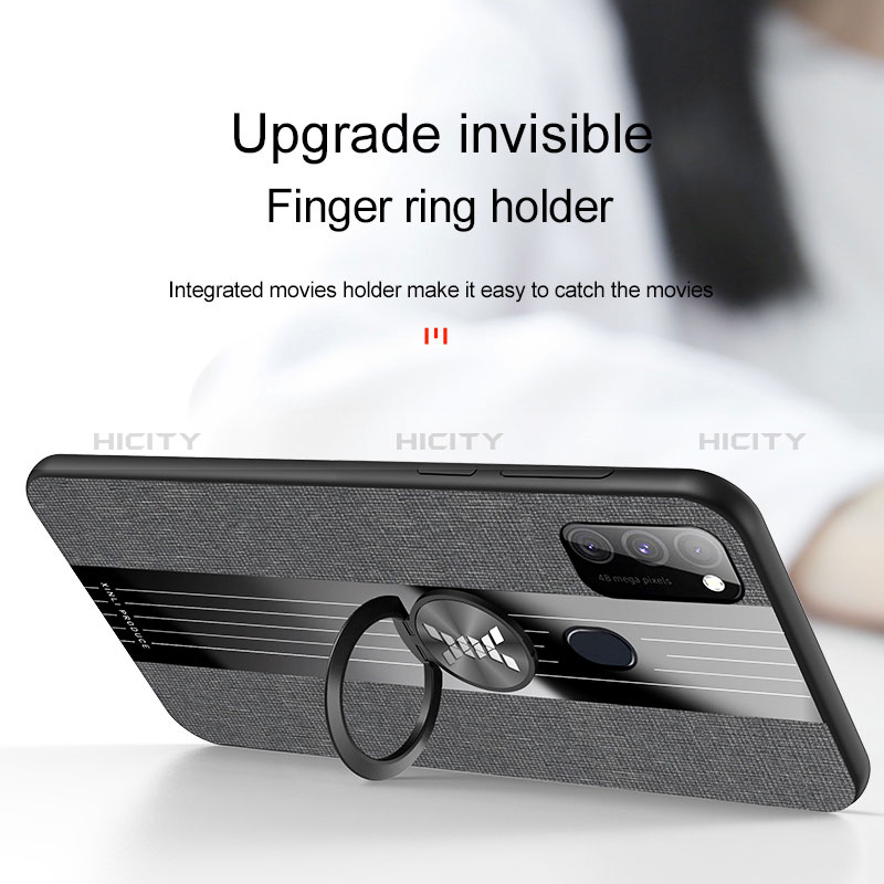 Funda Silicona Carcasa Ultrafina Goma con Magnetico Anillo de dedo Soporte X01L para Samsung Galaxy M30s